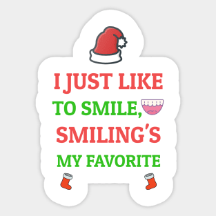 I Just Like To SMILE, SMILING'S My Favorite, Elf, Funny Christmas Sticker